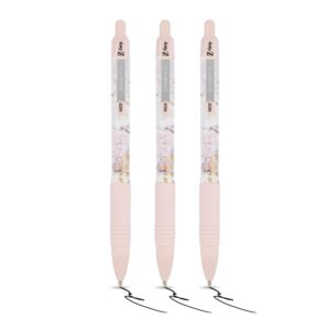 Z-GRIP Smooth Glam Black Ink Ballpoint Pens Pink Marble Pack of 3