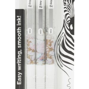 Z-GRIP Smooth Glam Black Ink Ballpoint Pens White Marble Pack of 3