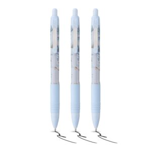Z-GRIP Smooth Glam Black Ink Ballpoint Pens Blue Marble Pack of 3