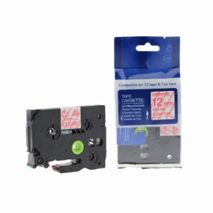 Compatible Brother P Touch TZe-132 Red on Clear also for TZ-132 Label Cassette