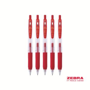 Zebra Eco SARASA Gel Retractable Rollerball CLIP 0.7mm Pen Red Ink - Pack of 12