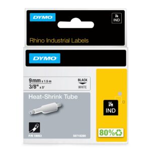 OEM Dymo 18053/S0718280 Heat Shrink Tubes black / white 9mm x 1.5m for Dymo Rhino 6-12mm/19mm/24mm