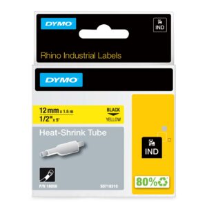 OEM Dymo 18056/S0718310 Heat Shrink Tubes black on yellow 12mm x 1.5m for Dymo Rhino 6-12mm/19mm/24mm