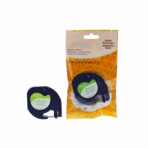 Comp Dymo  91200 Paper Labelling Tape Cassette Black on White 12mm x 4m LetraTAG Unchipped
