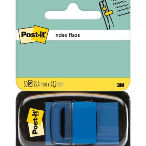 Post-it Index Flags, Medium, Blue, 25.4 mm x 43.2 mm, 50 Flags/Dispenser, 1 Dispenser/Pack