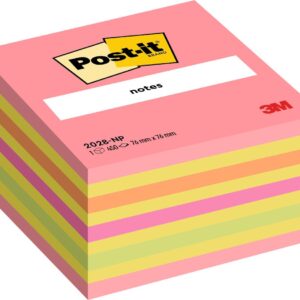 Post-it Notes Cube, Assorted Colours, 76 mm x 76 mm, 450 Sheets/Pad, 1 Pad/Pack, 100% PEFC SGSCH-PEFC-COC-110078
