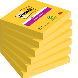 Post-it Super Sticky Notes, Ultra Colours, 76 mm x 76 mm, 90 Sheets/Pad, 6 Pads/Pack, 100% PEFC SGSCH-PEFC-COC-110078