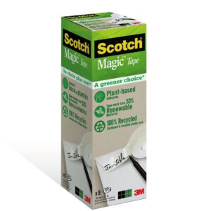 Scotch Magic Tape, Made with 66% Plant Based Adhesive, 19 mm x 33 m, 9 Rolls/Pack