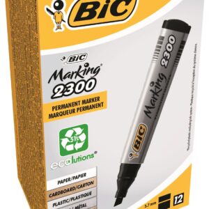 BIC 2300 Permanent Marker Chisel Tip Black Pack of 12