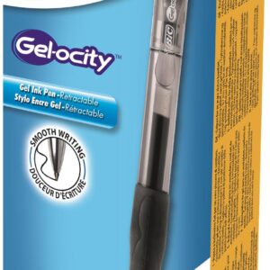 BIC Velocity Black Gel Rollerball Grip Retractable Pack of 12