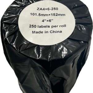 Compatible Zebra 101.6mm x 152.4mm White Large Shipping Paper Label Roll - 250 Labels (ZA4X6-250) 25mm Core