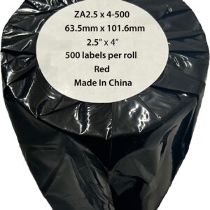 Compatible Zebra 63.5mm x 101.6mm Red Shipping Paper Label Roll - 500 Labels (ZA2.5x4-500) 25mm Core