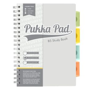 Pukka Pads Pukka Pad B5 Study Book with 4 Coloured Dividers 3 Types of Paper Ruling and Revision Cards
