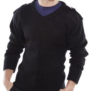 Beeswift Acrylic Mod V-Neck Sweater Black S