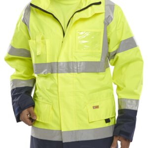 Beeswift Two Tone Breathable Traffic Jacket Saturn Yellow / Navy 4XL