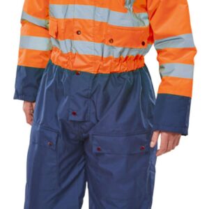 Beeswift Two Tone Hiviz Thermal Waterproof Coverall Orange / Navy L