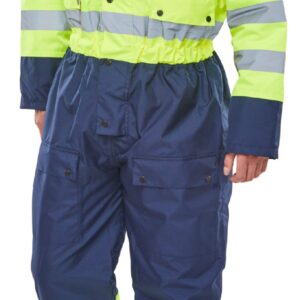 Beeswift Two Tone Hiviz Thermal Waterproof Coverall Saturn Yellow / Navy 2XL