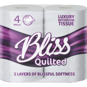 3 Ply Bliss Luxury Quilted Toilet Rolls - 10 Packs Of 4 Rolls