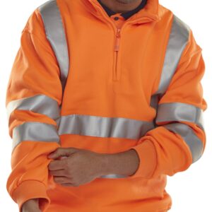 Beeswift Quarter Zipped Sweatshirt Orange M