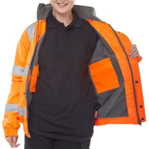 Beeswift Bomber Jacket Fleece Lined Hi Vis Orange Large