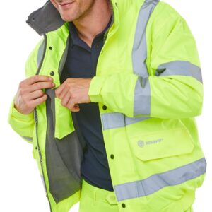 Beeswift High Visibility Fleece Lined Bomber Jacket Saturn Yellow 3XL