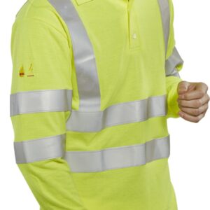 Beeswift Fire Retardant Hi-Vis Anti Static Polo Long Sleeved Saturn Yellow 4XL