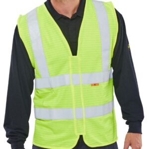 Beeswift Fire Retardant Hi-Vis Waistcoat Saturn Yellow L