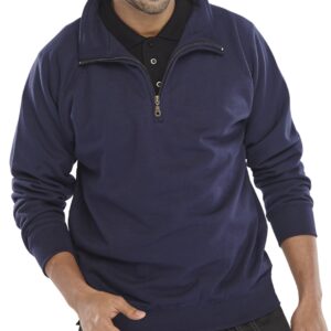 Beeswift Quarter Zip Sweatshirt Navy Blue 3XL