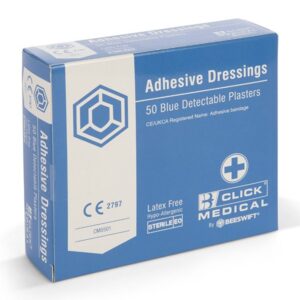 Plasters Click Medical Blue Detectable Fingertip Plasters (Box of of 50)