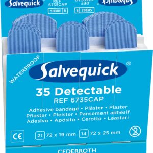 Salvequick Detectable Plasters Refill 6X35 Blue  (Box of 6)