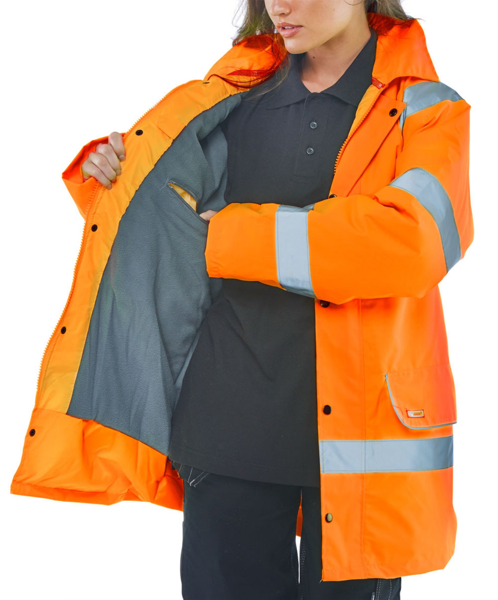 Beeswift High Visibility Fleece Lined Traffic Jacket Orange M
