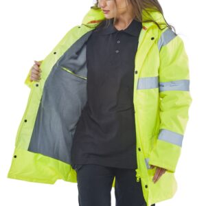 Beeswift High Visibility Fleece Lined Traffic Jacket Saturn Yellow 6XL
