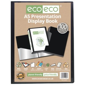 A5 50% Recycled 100 Pocket Presentation Display Book and Box - Single