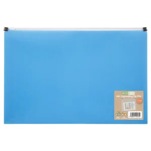 Eco Eco A4+ 50% Recycled Expanding Zip File Blue - Single