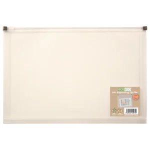 Eco Eco A4+ 50% Recycled Expanding Zip File Clear - Single