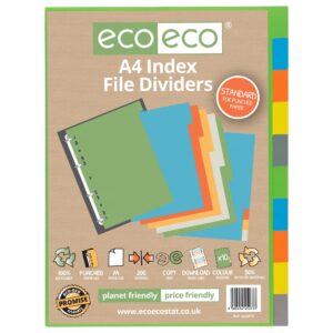 Eco Eco A4 50% Recycled Index File Dividers - 1 Set of 10