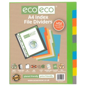 Eco Eco A4 50% Recycled Wide Index File Dividers - 1 Set of 10
