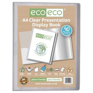 Eco Eco A4 50% Recycled Presentation Display Book with 40 Clear Pockets - Single