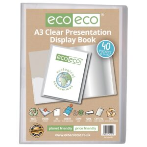 A3 50% Recycled Presentation Display Book with 40 Clear Pockets - Single