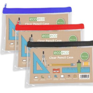 90% Recycled Clear Flat Pencil Case - 20x13cm