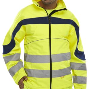 Beeswift Eton Hi-Viz Soft Shell Jacket Saturn Yellow / Navy S