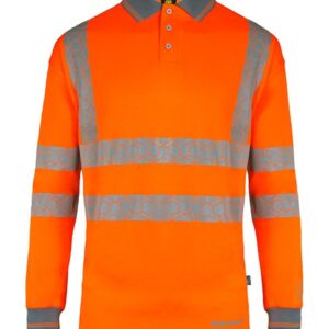 Envirowear Hi-Vis Polo Shirt Long Sleeve Orange M