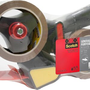 Pistol Grip Dispenser + Scotch® General Purpose Tape, Low Noise, Brown, 50 mm x 66 m, 1 Dispenser + 2 Rolls/Pack