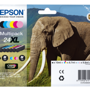 OEM Epson C13T24284011 (24) Ink Cartridge Multi Pack BkCMYLCLM 360 Pages 1x240 Pages + 5x360 Pages 1x5.1ml + 5x4.6ml Pack=6