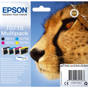 OEM Epson T0715 (T071540) Original Ink Cartridge Multipack (Cheetah)