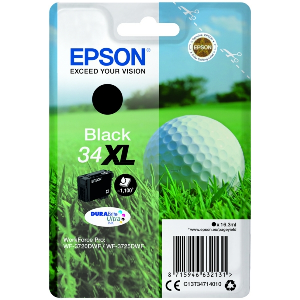 Epson C13T34714010 (34XL) Ink Cartridge Black High Capacity 1.1K Pages 16.3ml