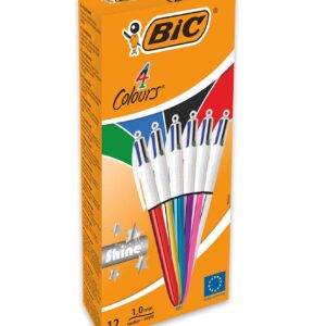 BIC 4 Colours Assorted Shine Ballpoint Pens Pack of 12
