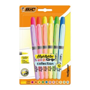 BIC Highlighter Grip Assorted Pastel Pack of 12