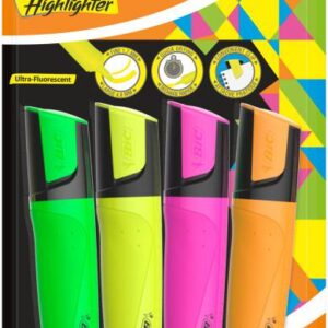 BIC Marking Highlighter Chisel Tip Assorted Pack of 4