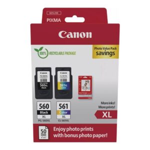 OEM Canon 3712C008 PG-560XL + CL-561XL Black and Colour with Photo Paper